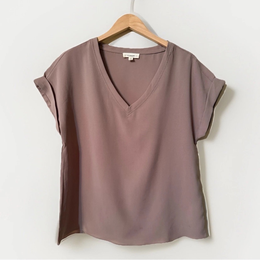 ee:some V-neck short sleeve brown blouse